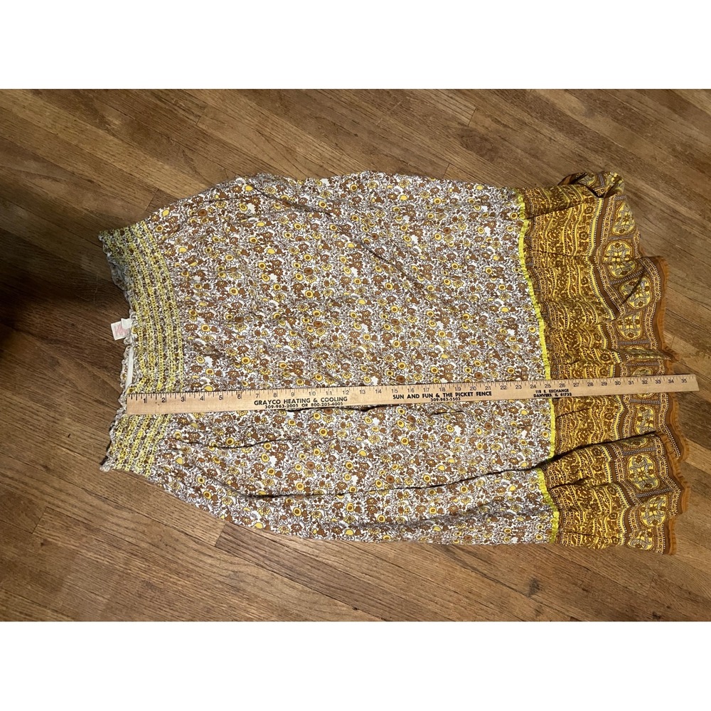 Derek Heart Womens Floral Maxi Smocked prairie skirt Boho Tiered cotton sz M - Picture 9 of 9